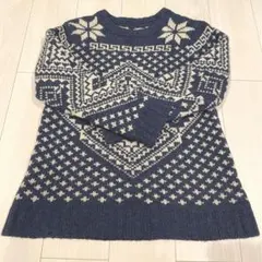 ネイビー ノルディック柄 長袖セーター