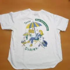 Dickies　Tシャツ　ホワイト　ロゴ　半袖　古着　プルオーバー　フリーサイズ