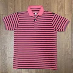 DESCENTE デサント　ストライプ　ポロシャツ M ピンク　ネイビー　ゴルフのサムネイル