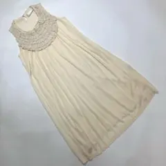 ピンクハウス 生成 ピコフリル使い ノースリーブニットワンピース