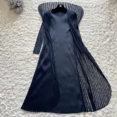 WR Joias　ビッグショール　プリーツロングドレスワンピース　ネイビー