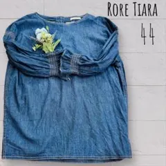 【Rose Tiara】デニム　五分袖　トップス 44 ローズティアラ XL　秋