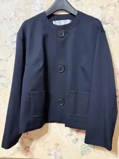 COMME des GARÇONS ネイビー ノーカラージャケット M tao タオ ビッグボタン ノーカラージャケット