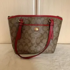 COACH ショルダーバッグ ベージュ/レッド