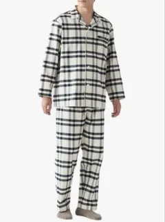 無印良品 脇に縫い目のない フランネル長袖パジャマメンズ L