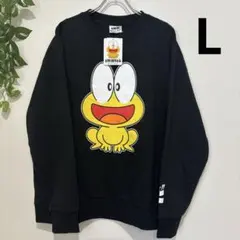 ①メンズL‪、新品☆ど根性ガエル、ぴょん吉☆長袖トレーナー、裏起毛