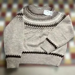 新品未使用！最終再値下げ！ハニーズ　ノルディック柄セーター Mサイズ　ベージュ