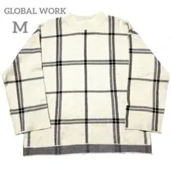 GLOBAL WORK ニットセーター チェック柄 M 長袖