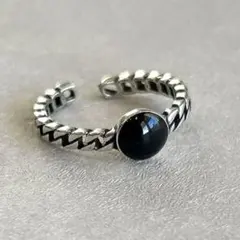 silver925 ブラックチェーンリング　シルバー925