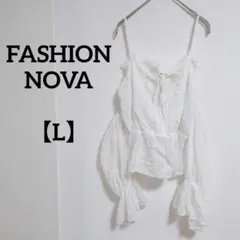 ❤SALE❤️FASHION NOVA【L】オフショルダー シフォン トップス