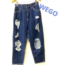 WEGO ダメージ加工 ブルーデニムパンツ