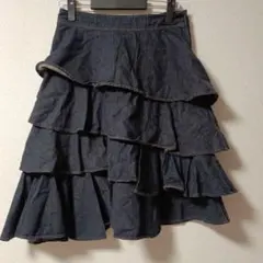 デニム ティアードスカート ひざ丈のサムネイル