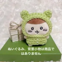 毛糸のぬいぐるみ服と被り物（パール付き、緑）