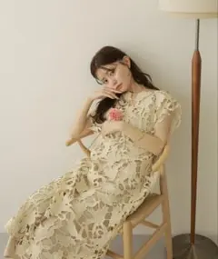 LAULEN flowercrochetbackslitlongdress - メルカリ