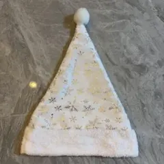 ホワイト サンタ帽子 雪の結晶模様