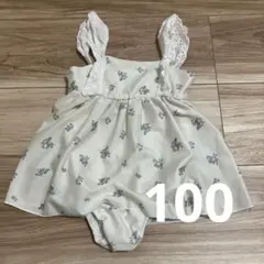 Juo しまむら　キッズ水着　ホワイト花柄　女の子100