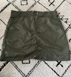 カーキ ミニスカート ジッパー付き
