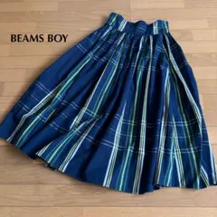 BEAMS BOY ビッグタータンチェックスカート ロング丈 ネイビー サイズFのサムネイル