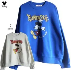 ディズニー ミッキー トレーナー 裏起毛 ファンタスティック L 青 ブルー