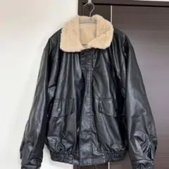 ボア襟付きオーバーサイズレザージャケット