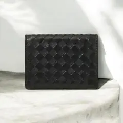 カードケース　ブラック　免許証入れ　名刺入れ　マイナンバーカード入れ　編み込み風