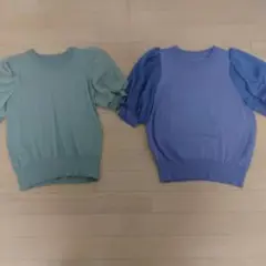 ViS パフスリーブ 半袖ニット カットソー 2枚セットほぼ未使用品のサムネイル