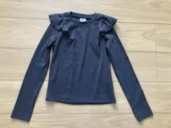 フリル付き長袖カットソー 9-10歳 チャコールグレー