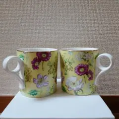 Francfranc マグカップ ペア 花柄 フラワー 金加工 イエロー