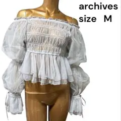 No.653 (♡)archives シャーリングチュールオフショルトップスのサムネイル