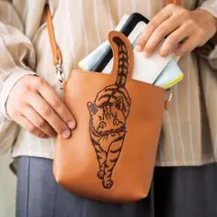 新品 猫 スマホポシェット フェリシモ 猫部 ごきげんしっぽがピンッ！
