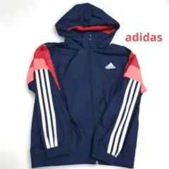 adidas　ジャンパー　ブルゾン　140 オレンジ　ネイビー　フード付き