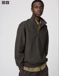 UNIQLO U ダークブラウン ハーフジップ トレーナー