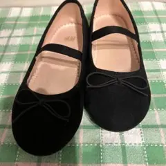 H&M 黒 バレエシューズ リボン付き