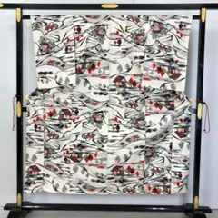 天空寺タケルcollection 着物風ジャケット 花柄(オレンジ×Cグレー
