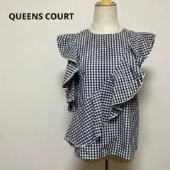 QUEENS COURT クイーンズコート チェック フリル カットソー Mのサムネイル