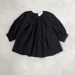 ミナペルホネン 黒 タンバリン パフ袖 綿ローン ブラウス ハンドメイド