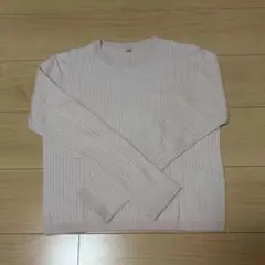 ユニクロ　ミニケーブルクルーネックセーター　ピンク　M