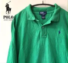 【人気☆】古着 ポロラルフローレン グリーン ポロシャツ 長袖 ゆるだぼ