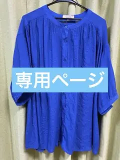 専用ページ‼️しまむらhareiro 3L ボタン付きシャツ 青