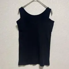 無印良品 無地 タンクトップ Ｕネック ノースリーブ ヘム Ｍ 黒 綿 インナー