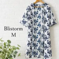 ブリストーム花柄ロング羽織 シアーガウン M 白青 シフォン風Blistormのサムネイル