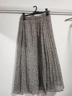 レオパード柄 プリーツロングスカート