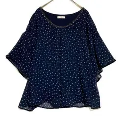 ビス　ドット柄 シフォンシアーチュニック　ネイビー　Mのサムネイル