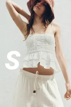 新品未使用 ZARA スモッキングペプラムトップス | Mercari