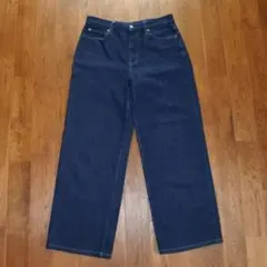 ユニクロ ワイドストレート ハイウエスト デニム 濃紺