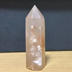 天然石 フラワーアゲート 桜瑪瑙 ポイント 置物 タワー 六角柱
