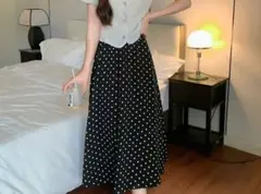【300円OFF】ロングスカートドット柄 秋服 カジュアル 大人っぽい オフィス