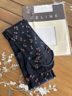 未使用《CELINE &グンゼ》50デニール 柄付き タイツ•Ｍ〜L・マチ付のサムネイル