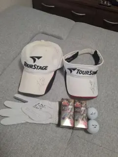 宮里藍プロ　サイン入り キャップ　ボール　グローブセット