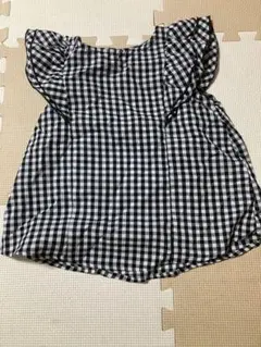 ギンガムチェック フリル袖トップス　サイズ130 未使用